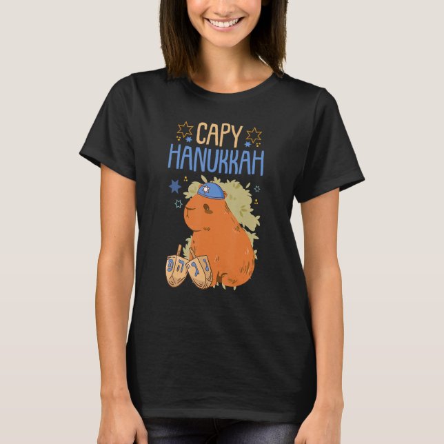 Happy Hanukkah 2022 Dreidel Menorah Capybara Capy  T-Shirt (Front)