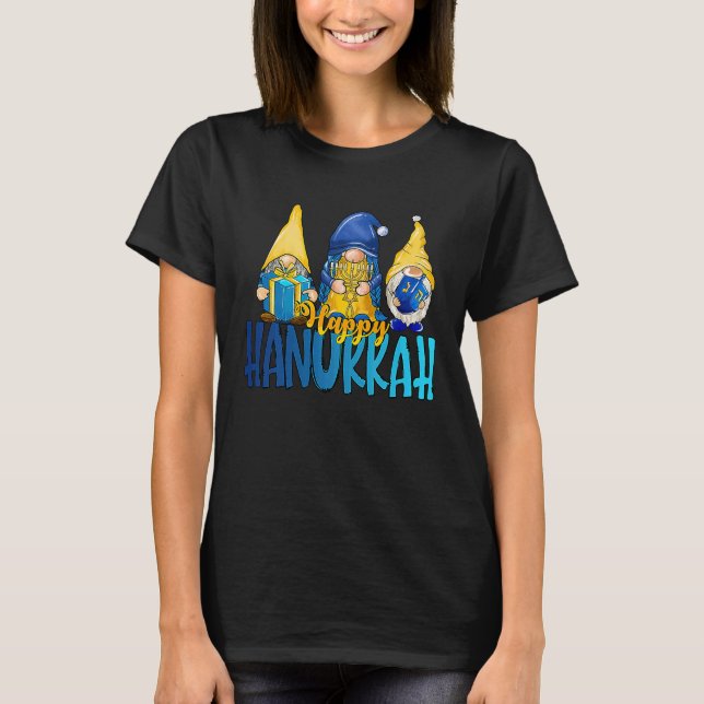 Happy Hanukkah 2022 Gnome Menorah Dreidel Ugly Chr T-Shirt (Front)