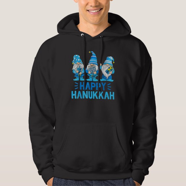 Happy Hanukkah 2022 Gnomes Menorah Dreidel Costume Hoodie (Front)