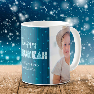 Happy Hanukkah 2 Photo Fun Type Star of David Name Coffee Mug