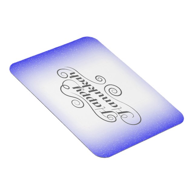 Happy Hanukkah 2-tone Blue White Background Magnet (Right Side)