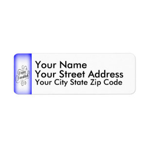 Happy Hanukkah 2-tone Blue White Background Return Address Label