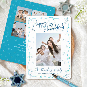 Happy Hanukkah 5 Photo Hand Drawn Doodle Whimsical Holiday Card