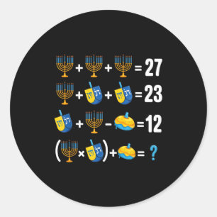 Happy Hanukkah 67 Meme Math Teacher Menorah Dreide Classic Round Sticker