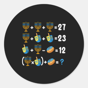 Happy Hanukkah 67 Meme Math Teacher Menorah Dreide Classic Round Sticker