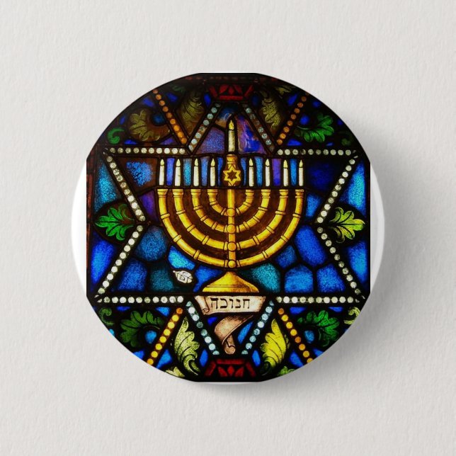 HAPPY HANUKKAH 6 CM ROUND BADGE (Front)