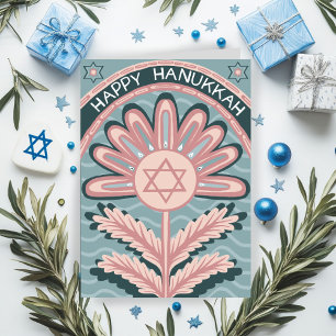 Happy Hanukkah Art Nouveau Bloom Holiday  Card