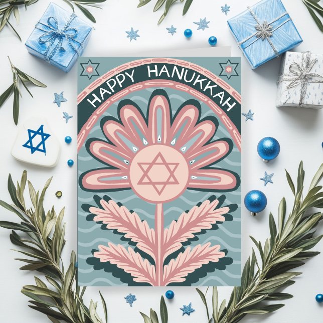 Happy Hanukkah Art Nouveau Bloom Holiday  Card (Happy Hanukkah Art Nouveau Bloom Holiday Card
)