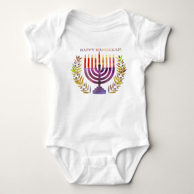 Happy Hanukkah Baby Bodysuit (Front)