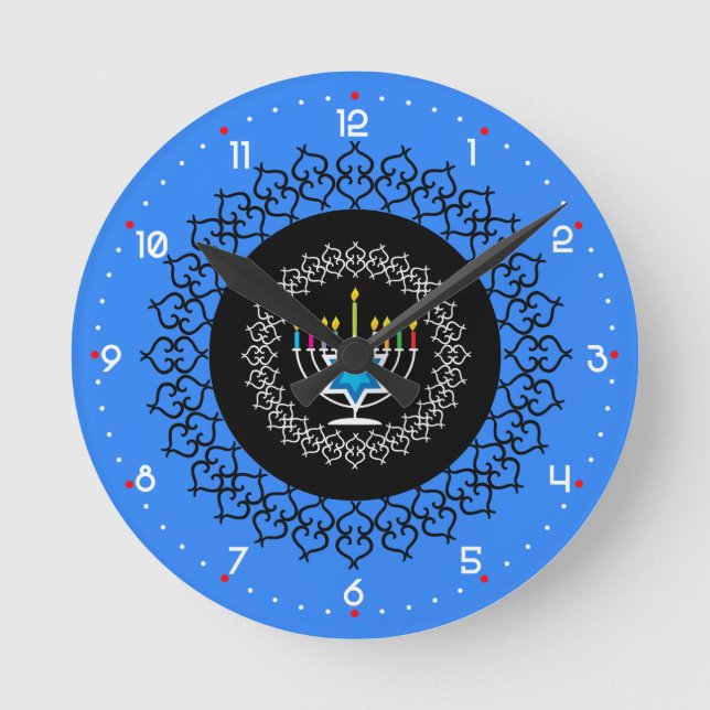 Happy Hanukkah - beautiful design   Round Clock (Front)