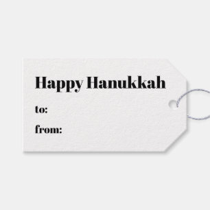 Happy Hanukkah black and white to from modern Gift Tags