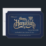 Happy Hanukkah Blue and Gold Card<br><div class="desc">A beautiful and elegant Hanukkah card that can also be used to notify everyone of your new address. (Image by pikisuperstar of Freepik.com). The card is easy to customise with your wording, font and font colour. Not exactly what you're looking for? All our products can be custom designed to meet...</div>