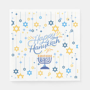 Happy Hanukkah Blue And Gold Napkin