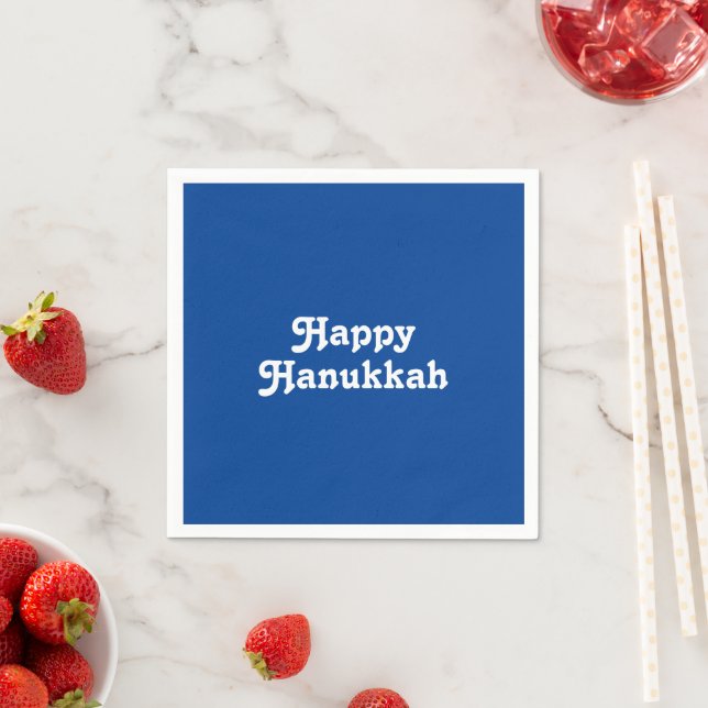 Happy Hanukkah blue and white Holiday party paper Napkin (Insitu)
