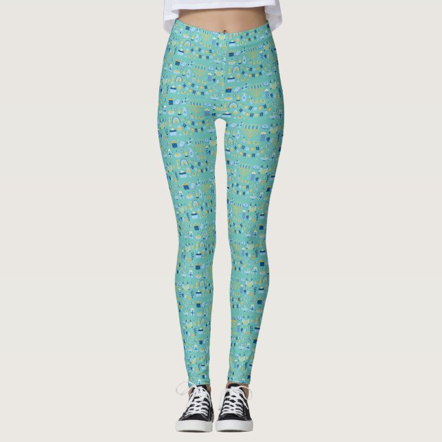 Happy Hanukkah (Blue)  Leggings (Front)