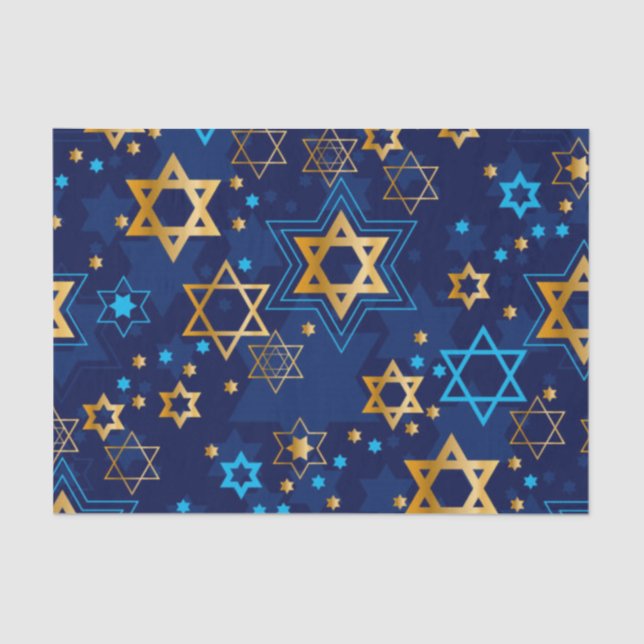 Happy Hanukkah Blue Star of David Tissue Paper (Front)