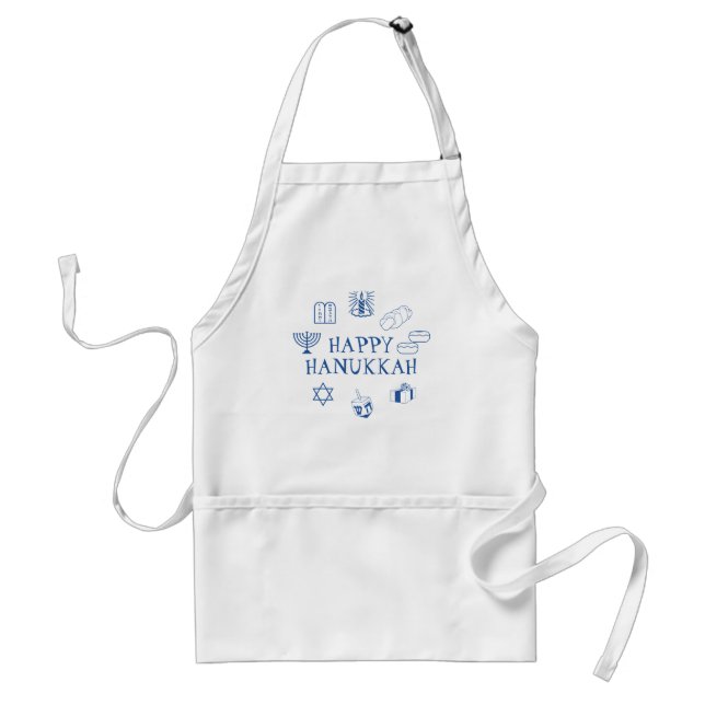 Happy Hanukkah blue white custom cute  Standard Apron (Front)