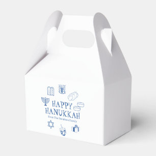 Happy Hanukkah blue white custom family name Favour Box