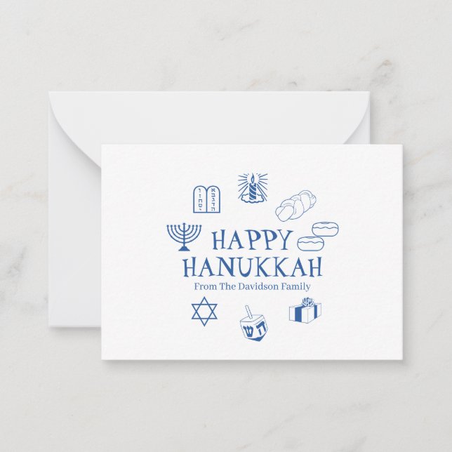 Happy Hanukkah blue white custom name  Card (Front)