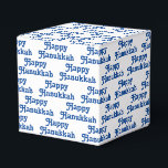 Happy Hanukkah blue white cute typography pattern Favour Box<br><div class="desc">Happy Hanukkah blue and white cute typography pattern modern Favour Box.
Blue text pattern on white background.</div>
