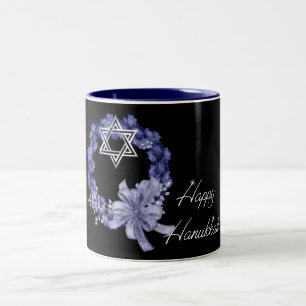 Happy Hanukkah Blue Wreath & Star Coffee/Tea Mug