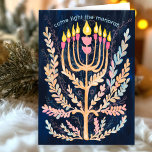 Happy Hanukkah Botanical Menorah Watercolor Holiday Card<br><div class="desc">Sweet drawing to wish someone happy hanukkah! Click "edit using design tool" to add your own text. Also available as postcard, flat card or digital download to send instantly via email or text message. Check my shop for more or let me know if you'd like something custom! I can create...</div>