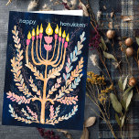 Happy Hanukkah Botanical Menorah Watercolor Holiday Card<br><div class="desc">Sweet drawing to wish someone happy hanukkah! Click "edit using design tool" to add your own text. Also available as postcard, flat card or digital download to send instantly via email or text message. Check my shop for more or let me know if you'd like something custom! I can create...</div>