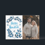 Happy Hanukkah Botanical Watercolor CUSTOM PHOTO Card<br><div class="desc">Sweet drawing to wish someone happy hanukkah! Click "edit using design tool" to add your own photo and text. Also available as postcard, greeting card, photo cards or digital download to send instantly via email or text message. Check my shop for more or let me know if you'd like something...</div>