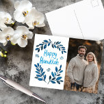 Happy Hanukkah Botanical Watercolor CUSTOM PHOTO Postcard<br><div class="desc">Sweet drawing to wish someone happy hanukkah! Click "edit using design tool" to add your own photo and text. Also available as greeting card, photo cards or digital download to send instantly via email or text message. Check my shop for more or let me know if you'd like something custom!...</div>