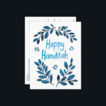 Happy Hanukkah Botanical Watercolor Holiday Postcard<br><div class="desc">Sweet drawing to wish someone happy hanukkah! Click "personalise" to add your own text to the back side. Also available as greeting card or digital download to send instantly via email or text message. Check my shop for more or let me know if you'd like something custom! I can create...</div>