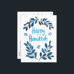 Happy Hanukkah Botanical Watercolor Holiday Postcard<br><div class="desc">Sweet drawing to wish someone happy hanukkah! Click "personalise" to add your own text to the back side. Also available as greeting card or digital download to send instantly via email or text message. Check my shop for more or let me know if you'd like something custom! I can create...</div>