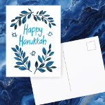 Happy Hanukkah Botanical Watercolor Holiday Postcard<br><div class="desc">Sweet drawing to wish someone happy hanukkah! Click "edit using design tool" to add your own text. Also available as greeting card or digital download to send instantly via email or text message. Check my shop for more or let me know if you'd like something custom! I can create custom...</div>