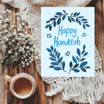 Happy Hanukkah Botanical Watercolor Holiday Postcard<br><div class="desc">Sweet drawing to wish someone happy hanukkah! Click "edit using design tool" to add your own text. Also available as greeting card or digital download to send instantly via email or text message. Check my shop for more or let me know if you'd like something custom! I can create custom...</div>