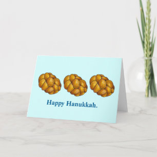 Happy Hanukkah Braided Challah Bread Chanukah Holiday Card