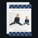 Happy Hanukkah Buffalo Plaid Card for Christmas<br><div class="desc">Personalise this classic blue and black buffalo plaid card with your own greeting and beautiful photos to start spreading joy to your friends and family this holiday season.</div>