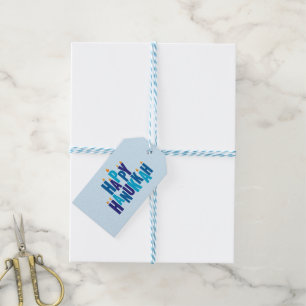 Happy Hanukkah Candles Holiday Gift Tags