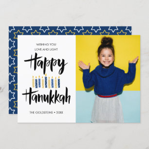 Happy Hanukkah Candles Holidays vertical photo Invitation