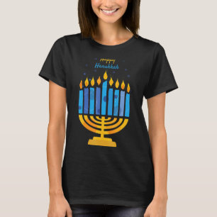 Happy Hanukkah Candles Menorah Jewish Hanukkah 202 T-Shirt