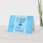 Happy Hanukkah Card<br><div class="desc">Happy Hanukkah card with a blue background and Menorah. Also features the BSA Universal Emblem.</div>