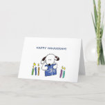 Happy Hanukkah Card Holiday Greeting Card<br><div class="desc">Wish friends and family Happy Hanukkah with this colourful illustration of an adorable dog holding a gift box.</div>