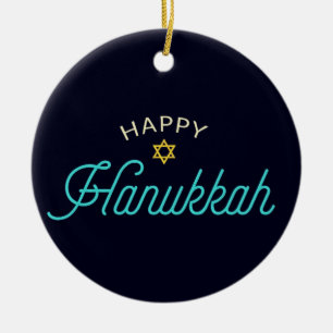 Happy Hanukkah Ceramic Ornament