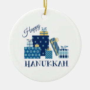 Happy Hanukkah Ceramic Ornament