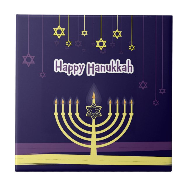 Happy Hanukkah Ceramic Tile (Front)