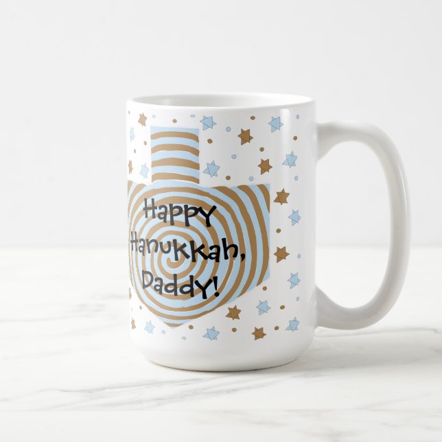 Happy Hanukkah/Chanukah Blue/Brown Star Mug (Right)