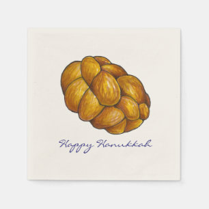 Happy Hanukkah Chanukah Challah Bread Napkins