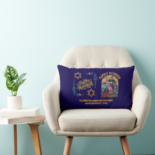 HAPPY HANUKKAH Chanukah Custom Photo Lumbar Cushion