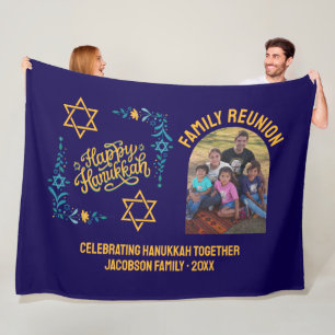 HAPPY HANUKKAH Chanukah Fleece Blanket