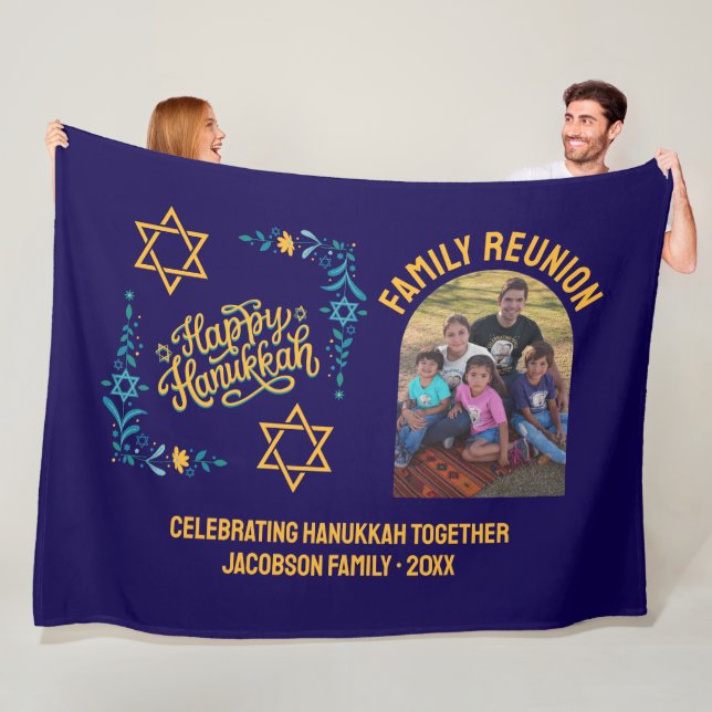HAPPY HANUKKAH Chanukah Fleece Blanket (In Situ)