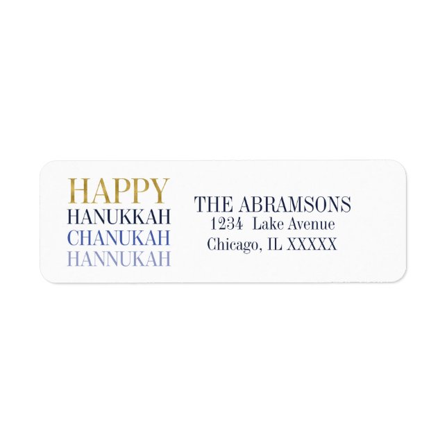 Happy Hanukkah Chanukah Holiday Address Labels (Front)