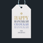 Happy Hanukkah Chanukah Holiday Gift Tags<br><div class="desc">Faux simulated gold foil design is incorporated in this design. Personalise the custom text above. You can find additional coordinating items in our "Happy Hanukkah Chanukah" collection.</div>